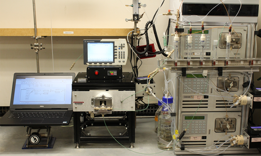 PX1 Research cGMP-certified peptide manufacturing facility with vials on a production line