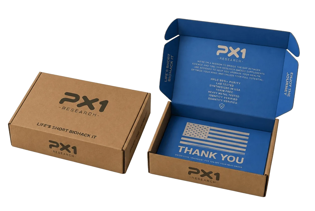 PX1 Research custom-branded shipping boxes