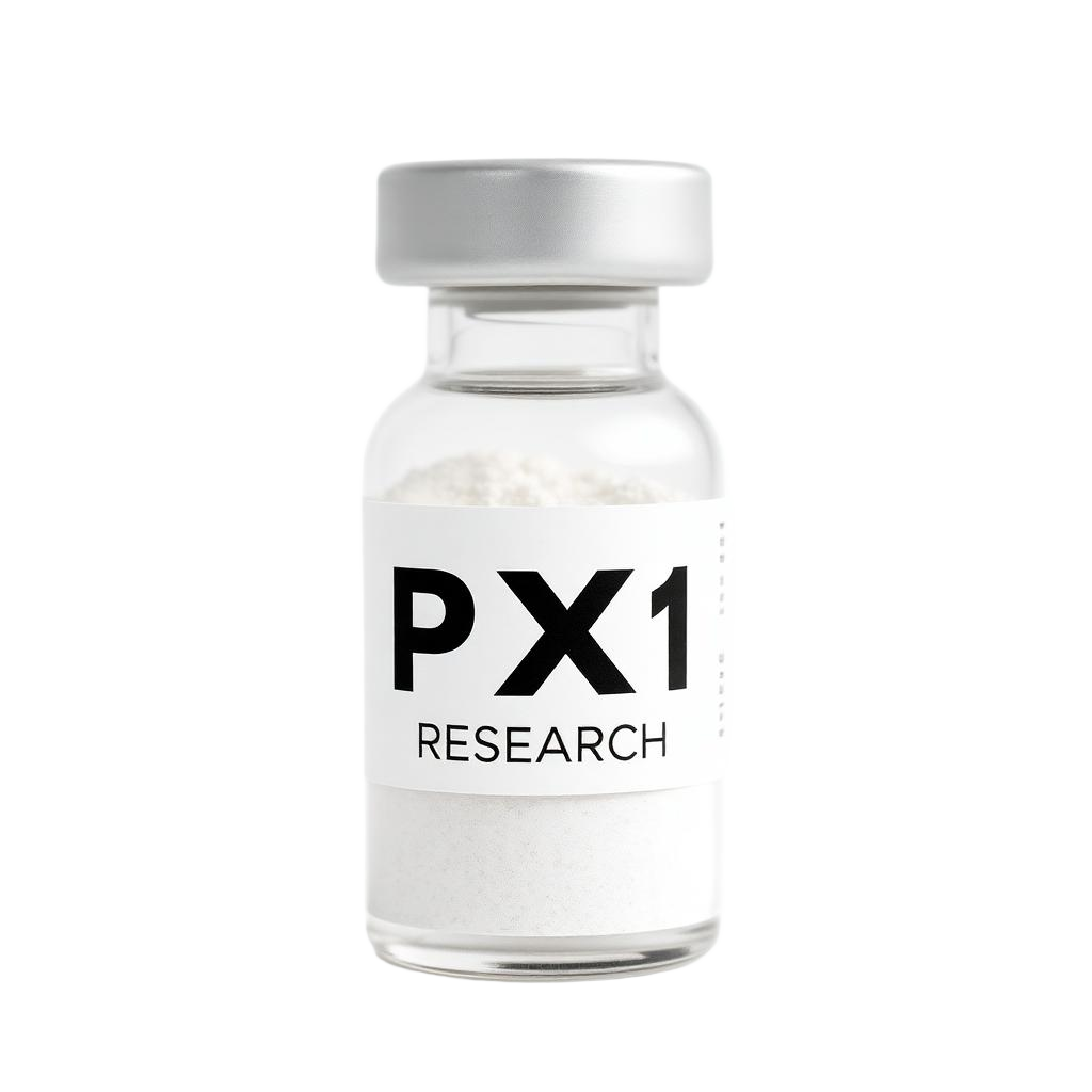 Research peptide vial with the PX1 Research label